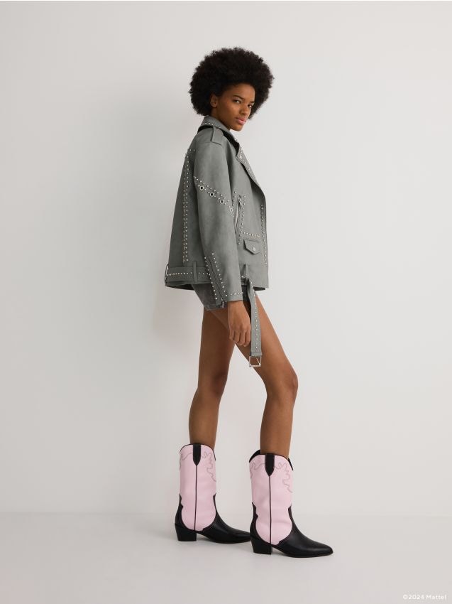 Reserved - cizme cowboy barbie™, din piele - roz