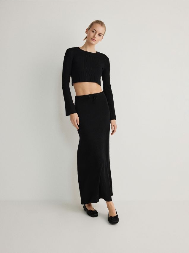 Reserved - ladies` skirt - negru