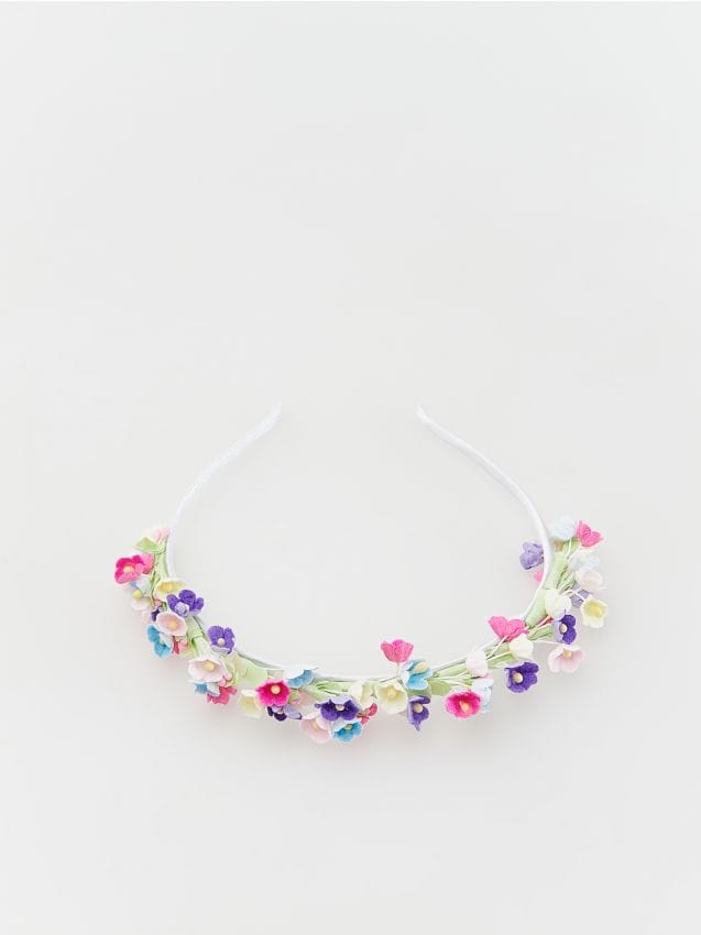 Reserved - bentiță de păr cu flori - multicolor