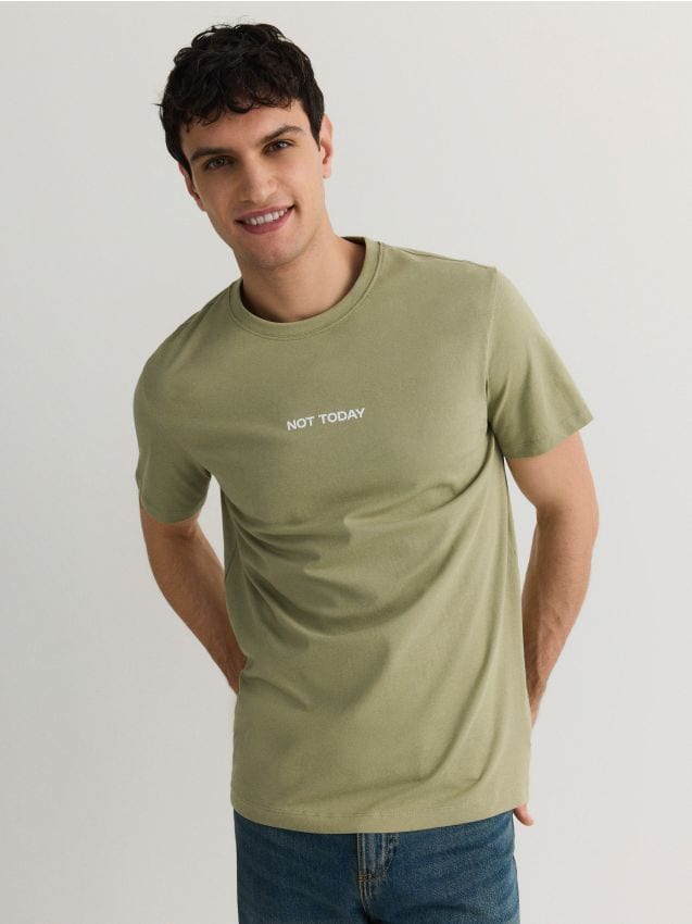 Reserved - Tricou regular cu imprimeu - verde-deschis