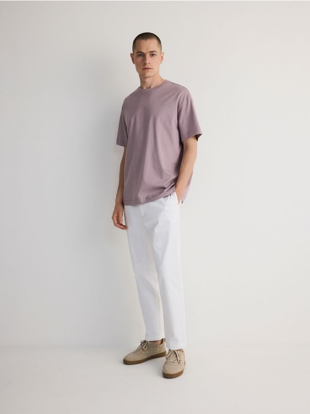 Reserved - pantaloni leisure fit chino - alb