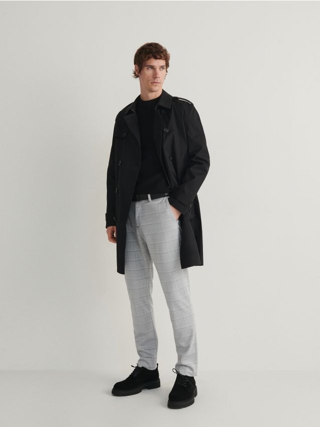 Karirane slim chino hlače - RESERVED