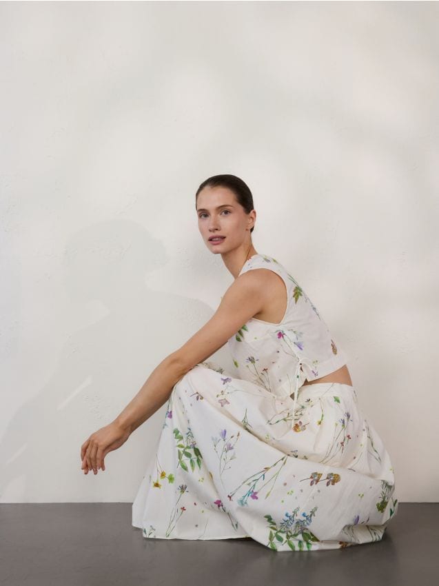 Floral cotton skirt - RESERVED