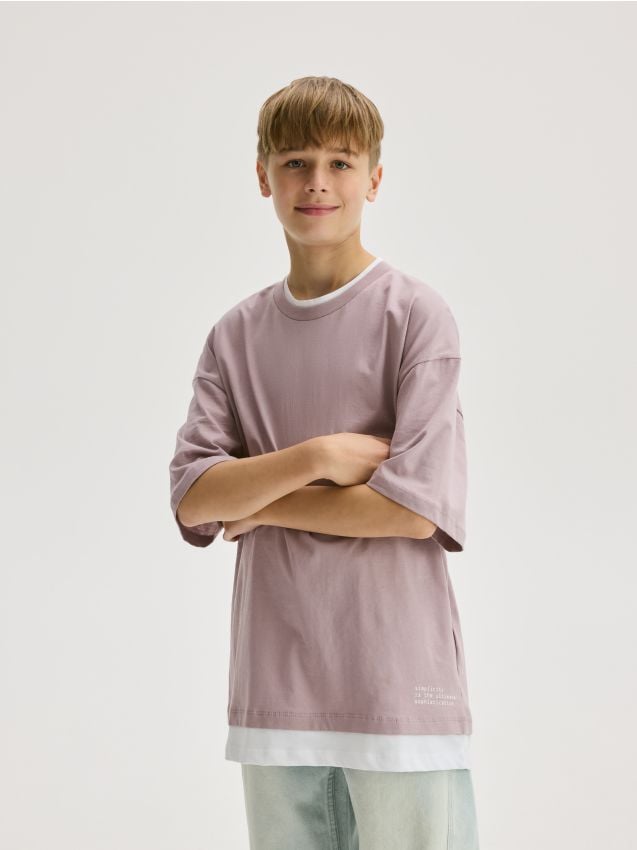 Reserved - Tricou din bumbac cu imprimeu - lavand