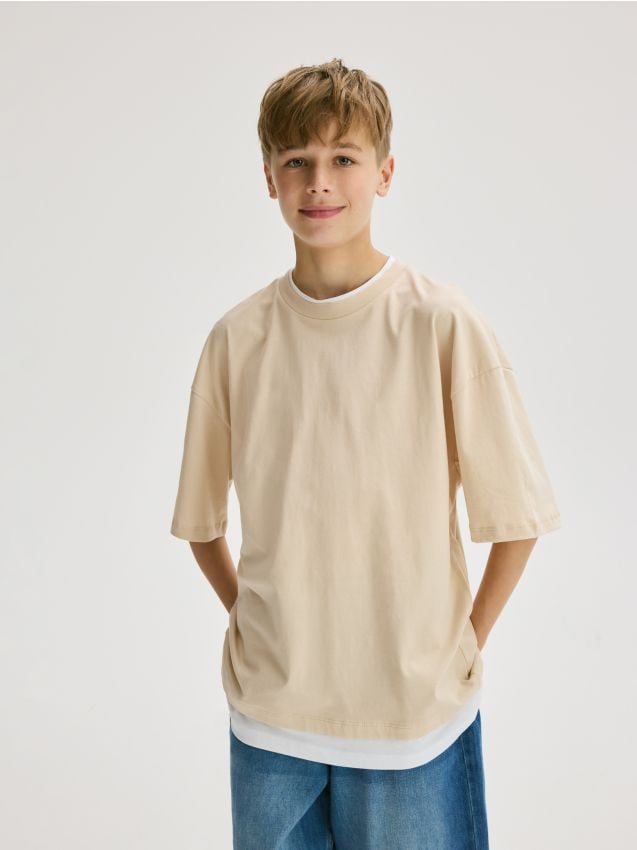 Cotton T-shirt with print - RESERVED
