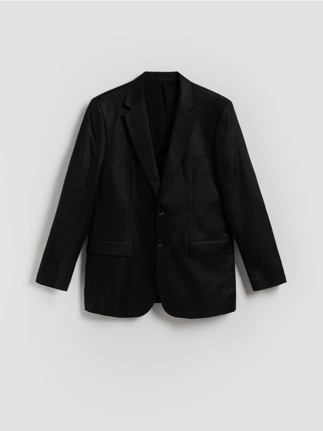 Reserved - Blazer slim fit, din in - negru Reserved - Blazer slim fit, din in - negru