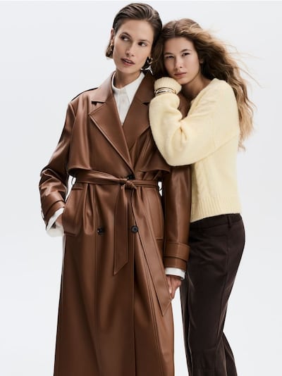 Leather imitation trench coat