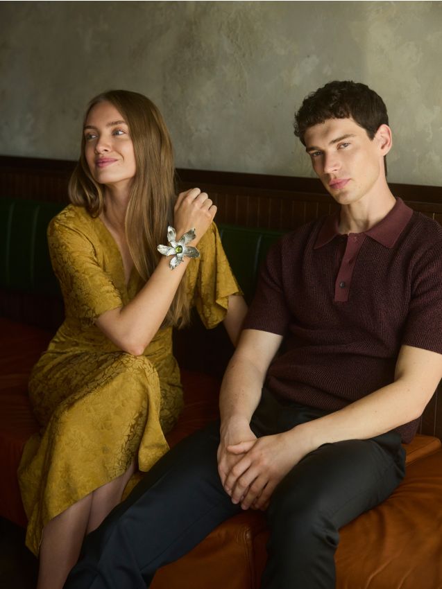 Reserved - Tricou polo din material tricotat structurat - multicolor Reserved - Tricou polo din material tricotat structurat - multicolor