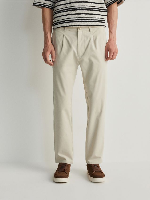 Reserved - Pantaloni carrot fit - crem