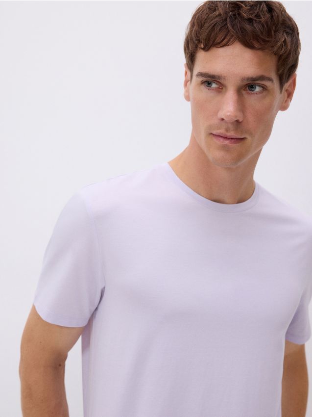 Reserved - Tricou slim fit cu adaos de modal - lavand