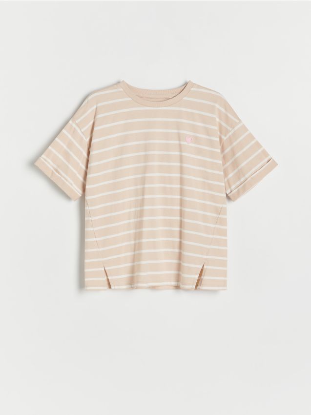 Reserved - tricou în dungi - bej
