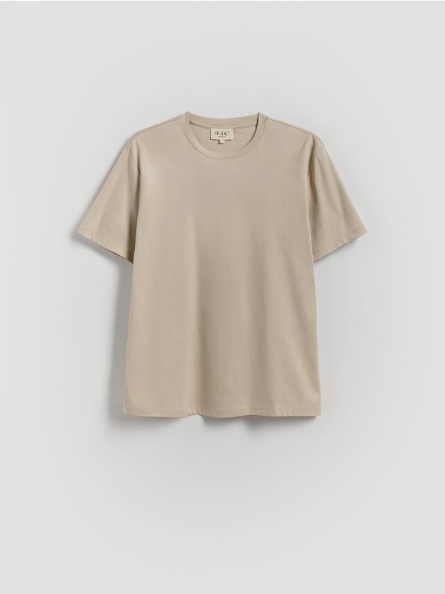 Reserved - Tricou regular cu adaos de modal - bej Reserved - Tricou regular cu adaos de modal - bej