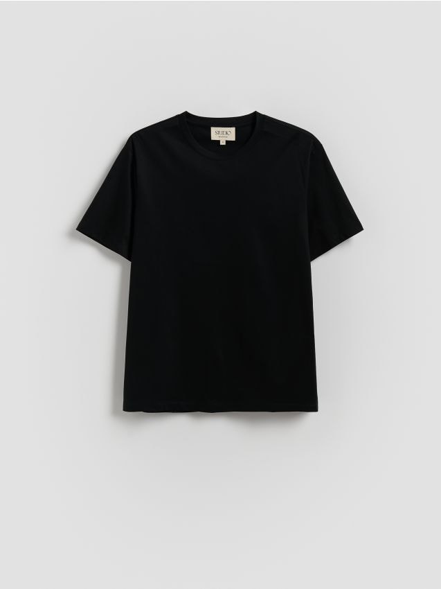Reserved - Tricou regular cu adaos de modal - negru Reserved - Tricou regular cu adaos de modal - negru