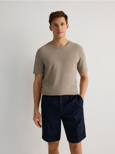 Pantalón corto regular fit de lino