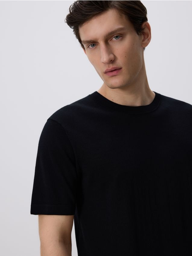 Regular fit T-shirt with silk blend - RESERVED