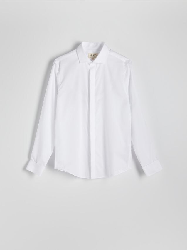 Reserved - cămașă slim fit cu conținut ridicat de bumbac - alb