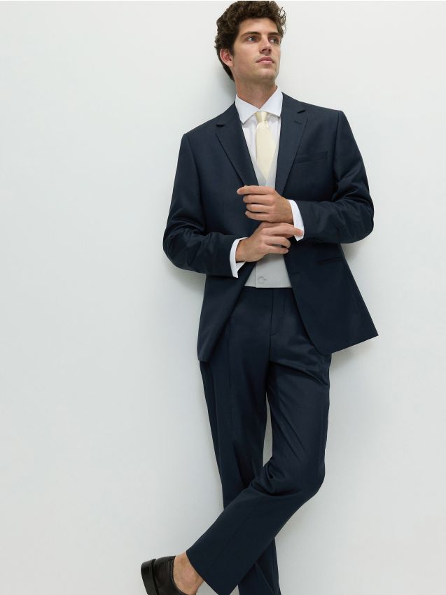 Reserved - sacou slim fit cu adaos de lână - bleumarin