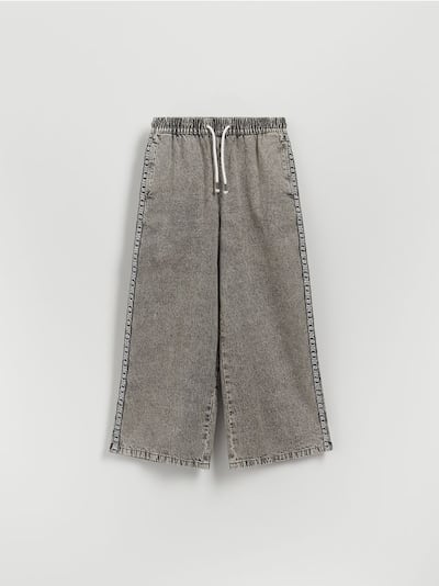 Jeansy super wide leg z lampasami