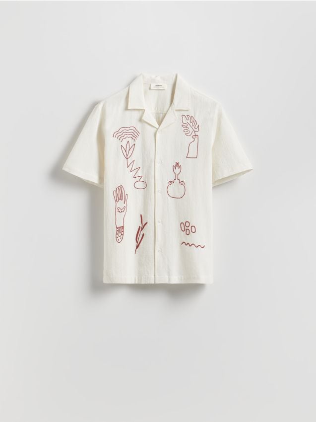 Regular fit shirt with linen blend - RESERVED