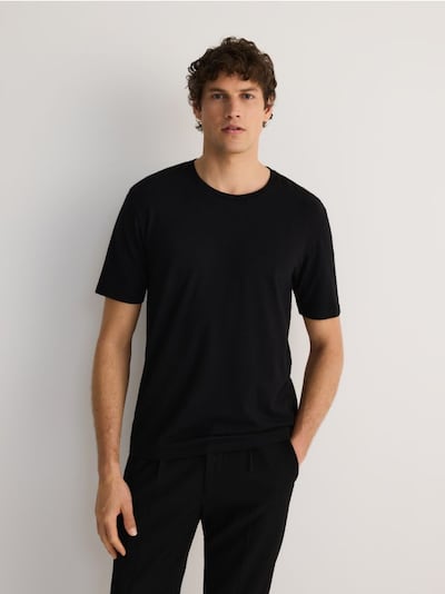 Camiseta regular fit en mezcla de fibra de bambú