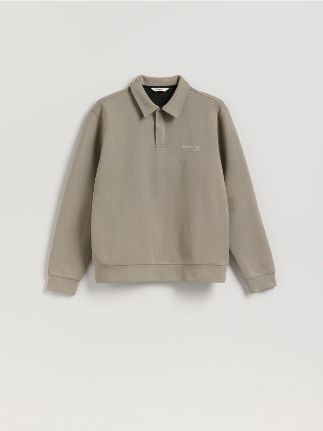 Reserved - Суитшърт с яка - тъмносиво