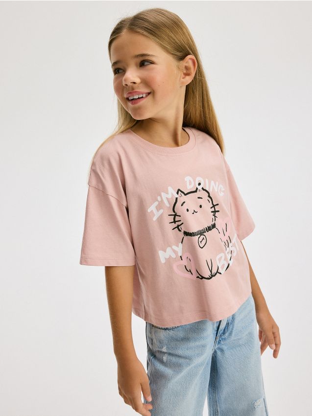 Cotton T-shirt with print - RESERVED