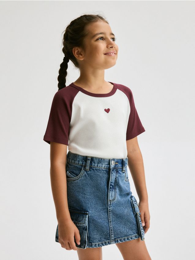 Reserved - tricou cu broderie - multicolor