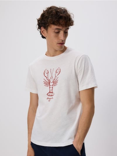 T-shirt regular z lnem
