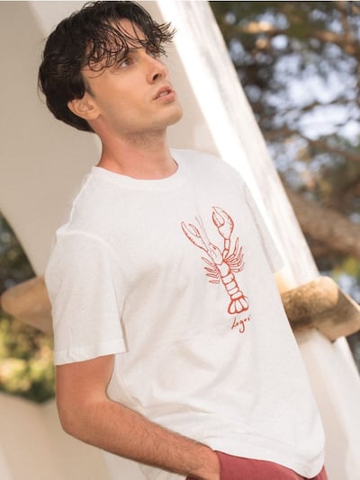 T-shirt regular z lnem
