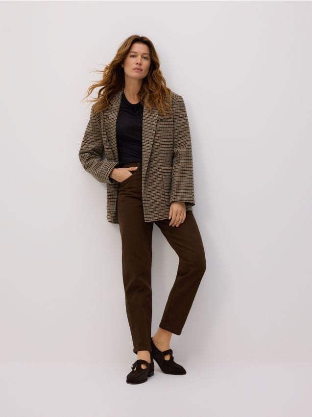 Jeansy mom fit slim Kolor brązowy - RESERVED - 751FZ-89J