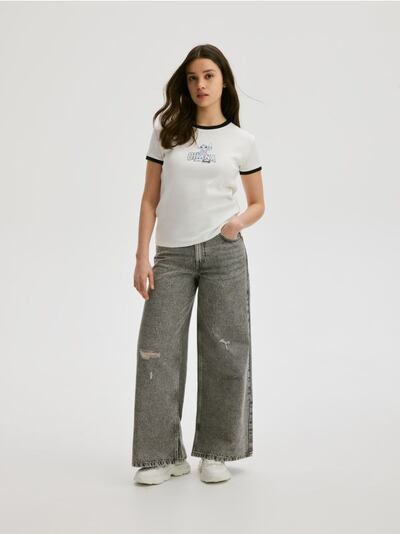 Джинси super wide leg з оздобленням