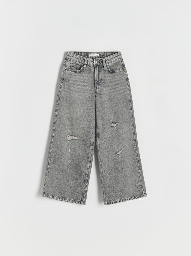 Super wide leg jeans with detailing - RESERVED