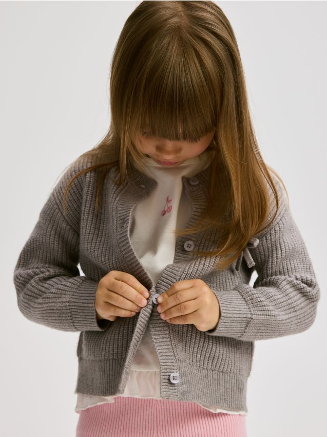 Reserved - Cardigan tricotat din viscoză - gri-închis