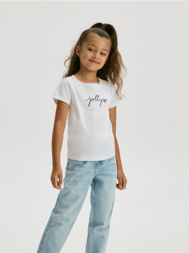 Reserved - t-shirt din bumbac cu motto - alb