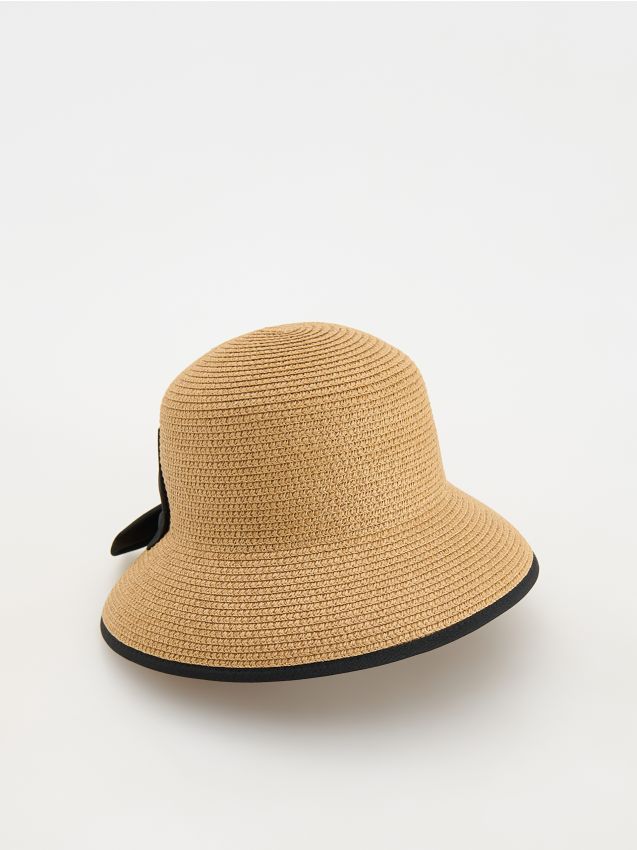 Woven hat with bow - RESERVED