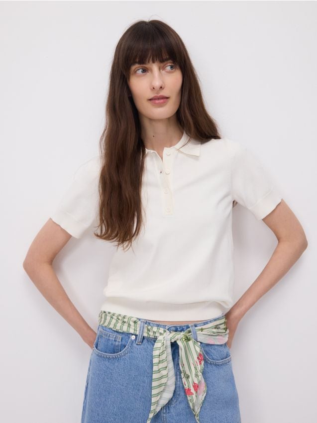 Pull façon polo en viscose majoritaire - RESERVED