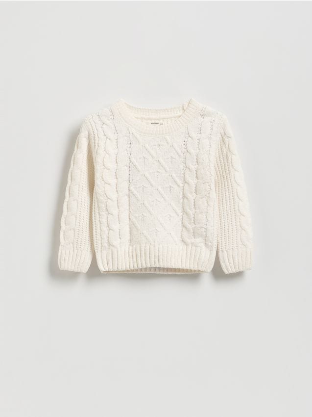Reserved - Pulover cu model decorativ - crem