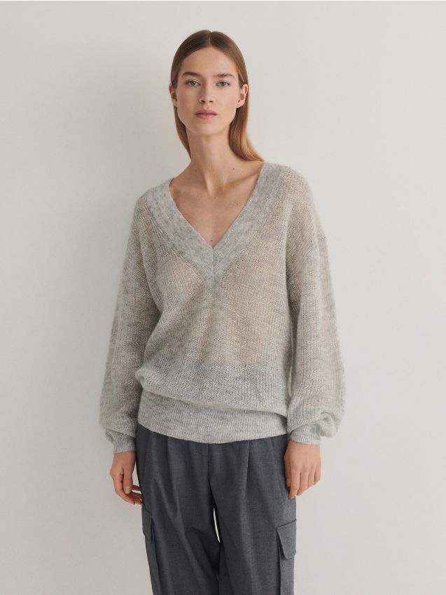 Sweter oversize z wełną - RESERVED