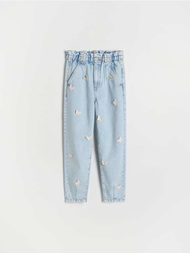 Paperbag jeans met applicatie - RESERVED