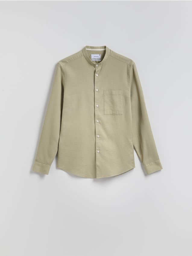 Stehkragen-Hemd mit Slim-Fit - RESERVED
