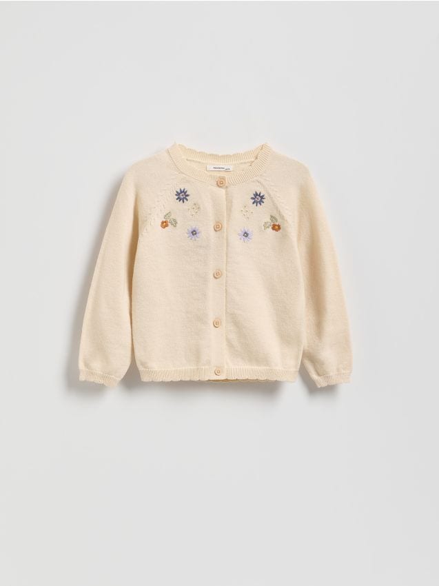 Reserved - Cardigan cu broderie - crem