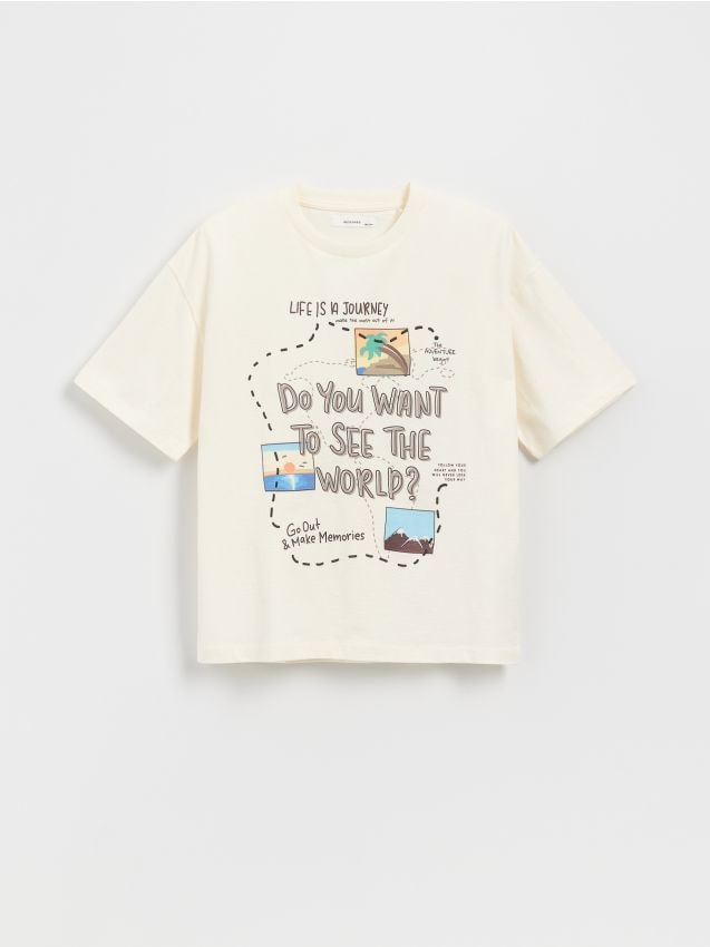 Cotton T-shirt with print - RESERVED