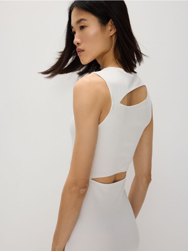 Reserved - rochie cu decupaje - alb