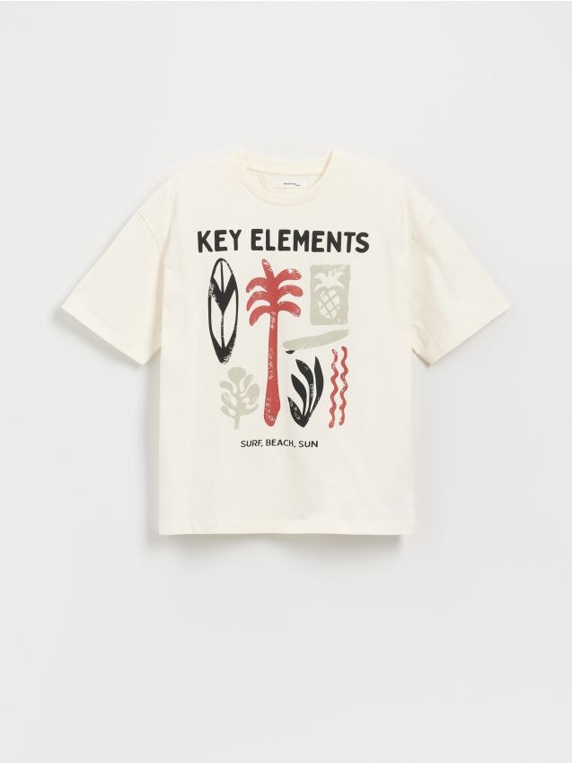 Cotton T-shirt with print - RESERVED