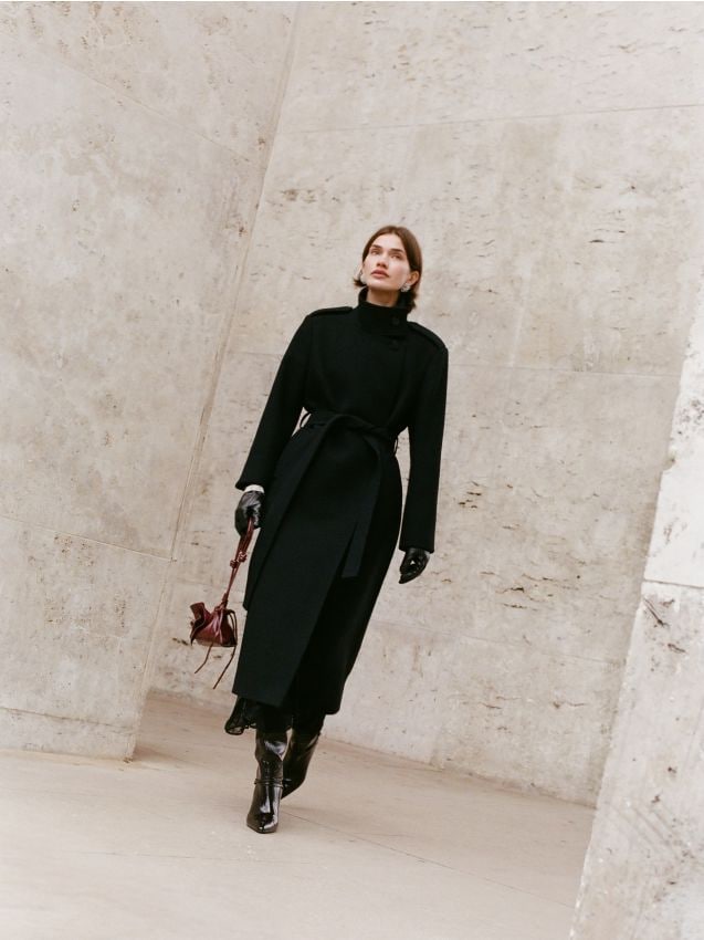 Reserved - Palton cu amestec de lână - negru