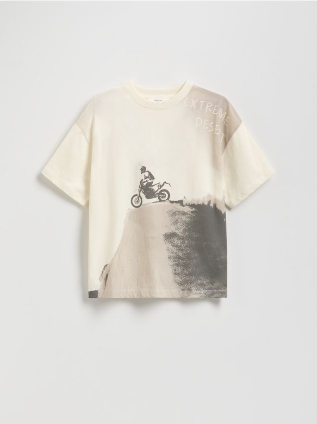 Cotton T-shirt with print - RESERVED