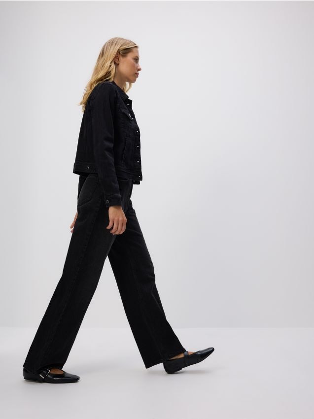 Reserved - Blugi wide leg - negru