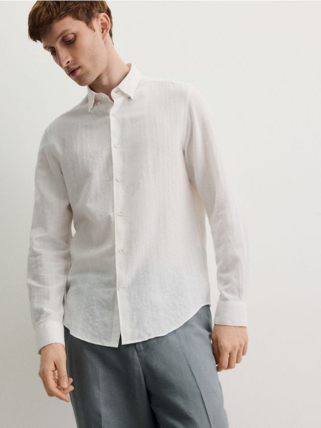 Camicia regular fit in misto lino - RESERVED