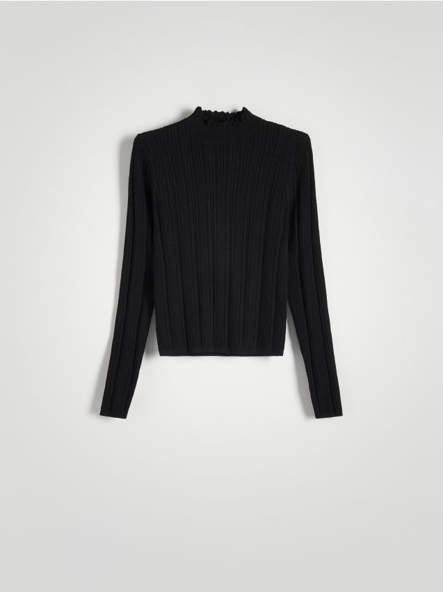 Reserved - bluză din tricot structural - negru