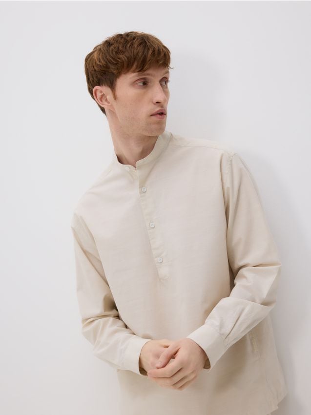 Regular fit shirt with stand up collar - RESERVED